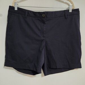Talbots Petite Size 16P True Navy Blue Relaxed Chino Shorts Pockets 38x6" NEW